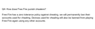This is what the developers have mentioned as the punishment for cheating (Image via Free Fire)